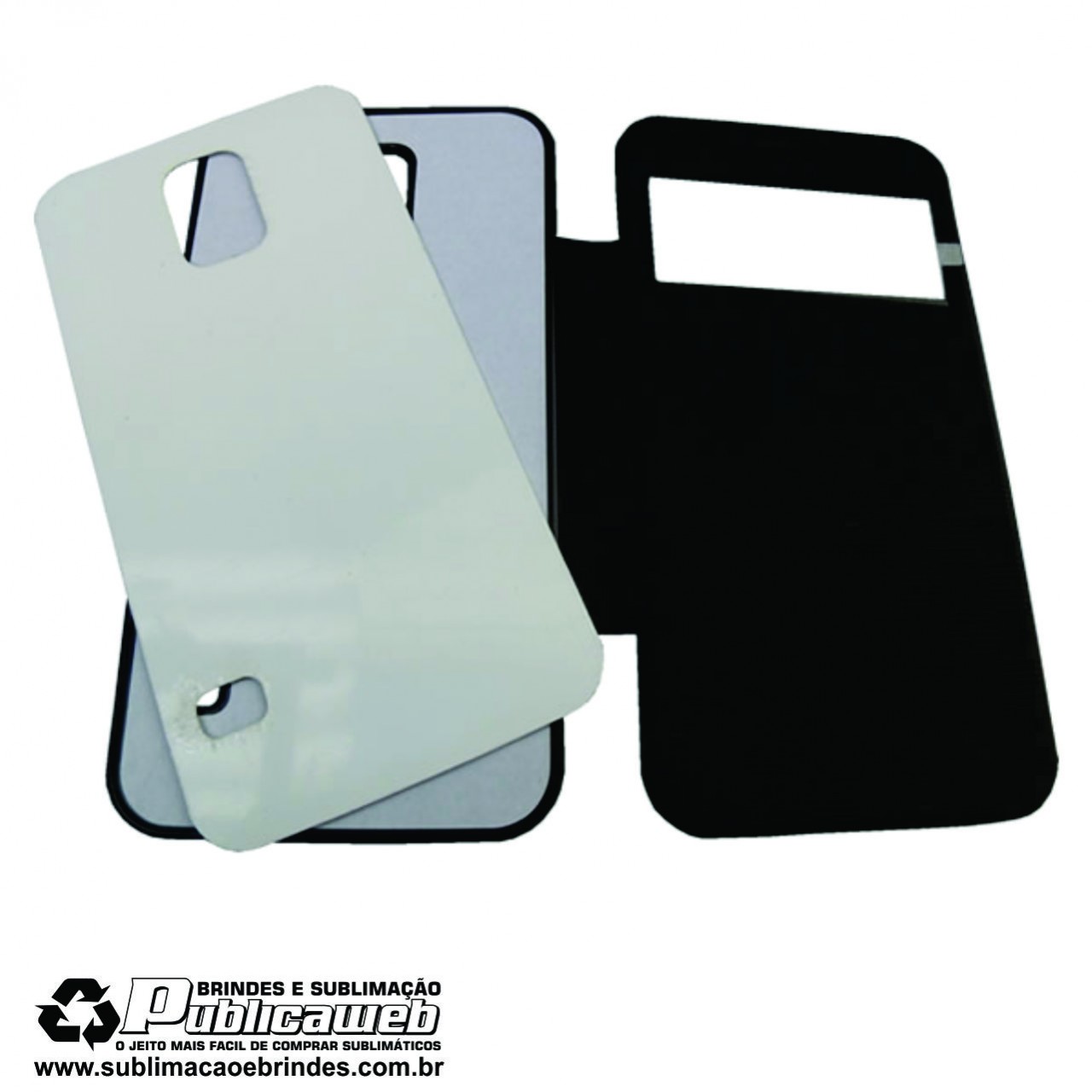 Capa 2D para Celular preto Flip c/ Visor para Sublimação Galaxy S5 -  Sublimação e Brindes