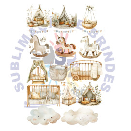 Cartela Termocolante Aplique A4 Estampa Digital BOHO BABY LILLY BUMBLEBEE 3